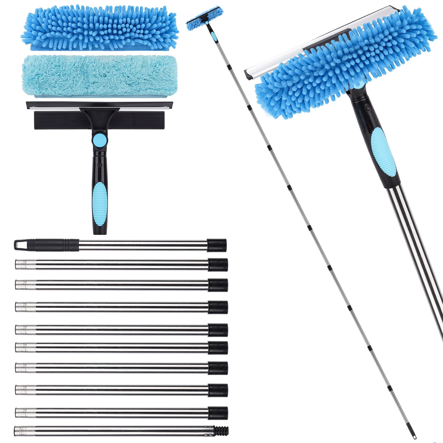 Jolof Store 4M Extendable Window Cleaner | 2-in-1 Telescopic Squeegee Tool