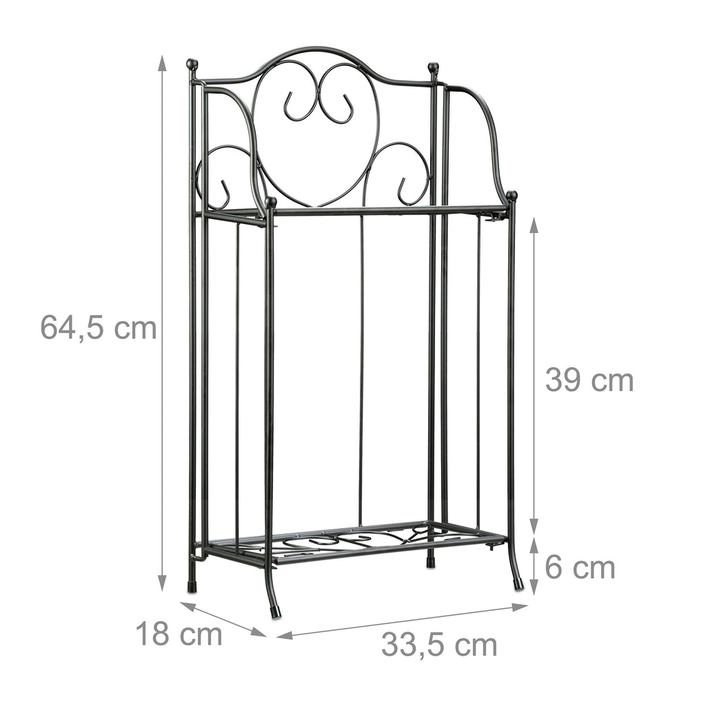 Relaxdays Metal Flower Stand – 2-Tier Folding Plant Rack, Black