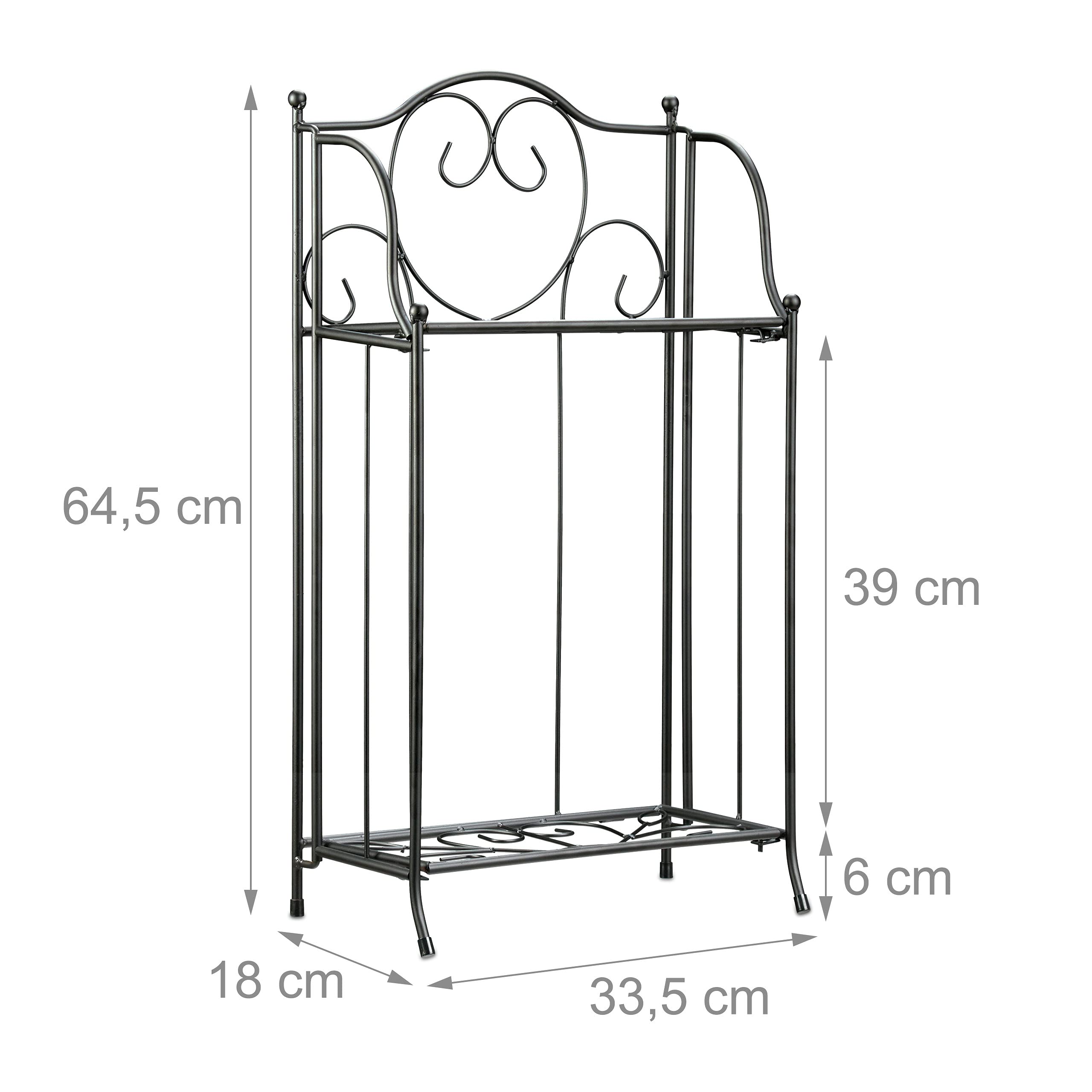 Relaxdays Metal Flower Stand – 2-Tier Folding Plant Rack, Black