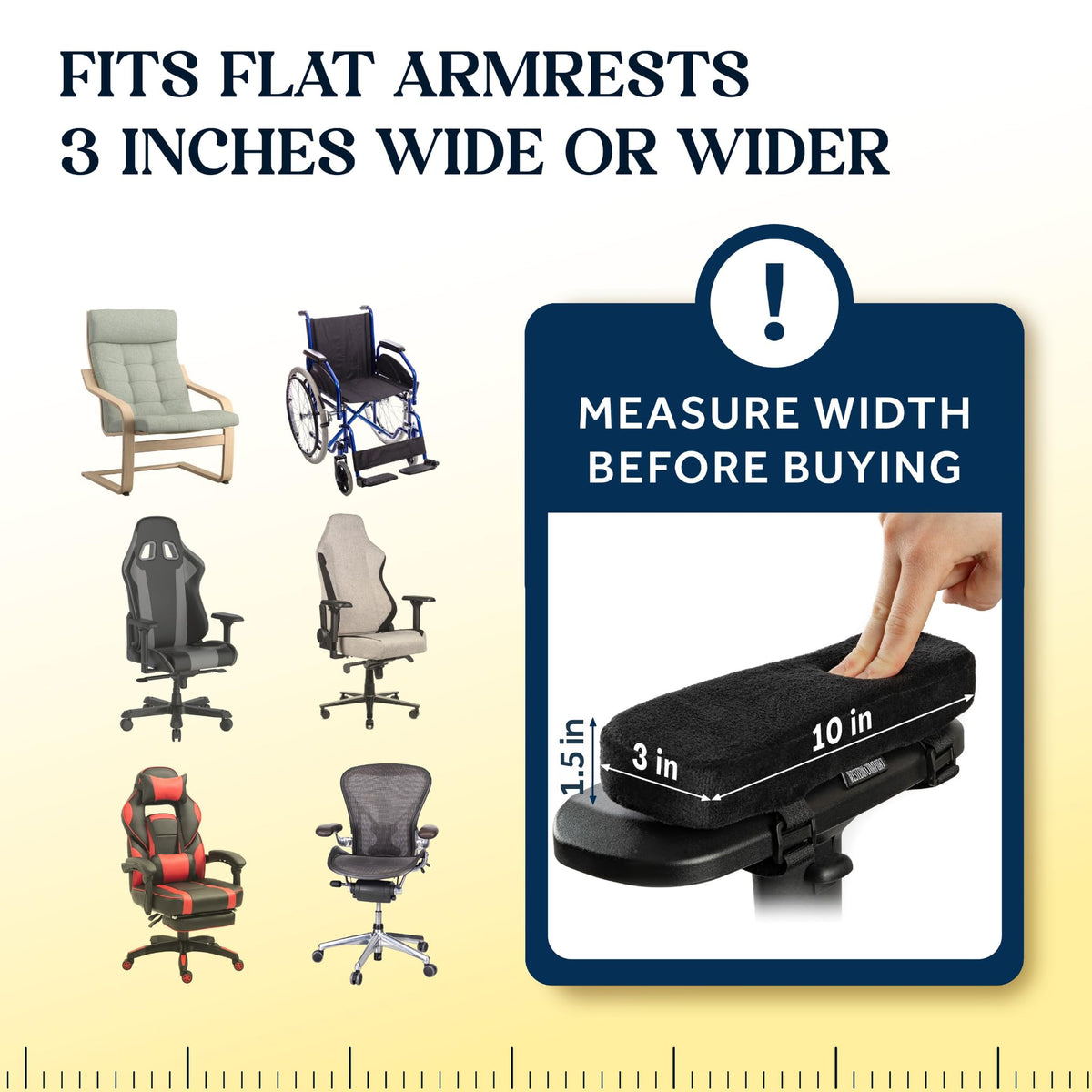 WESTERN COMFORT Thick Office Chair Arm Pads - Office Chair Arm Covers - Armrest Pillow Flat