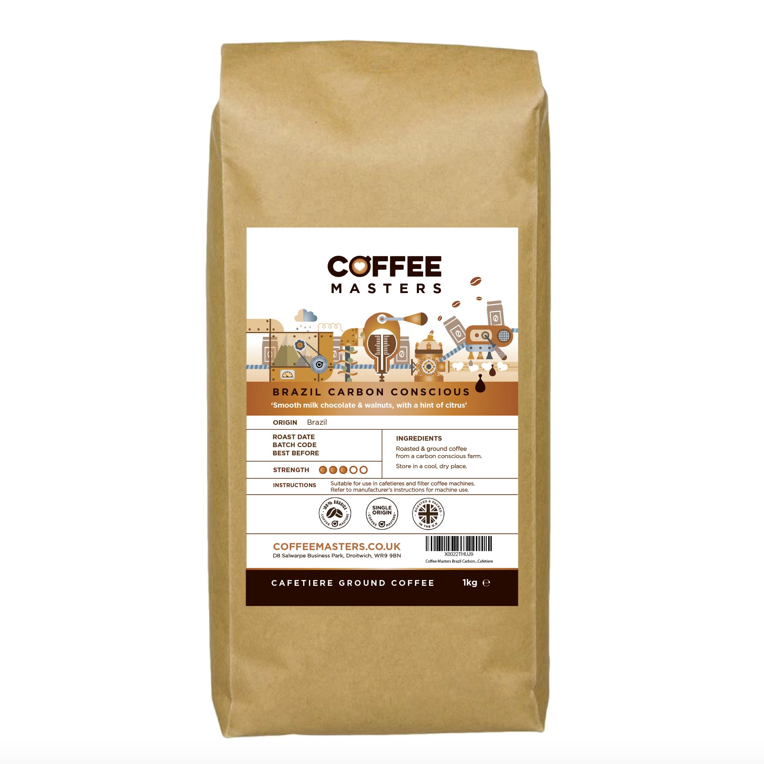 Coffee Masters Brazil Ground Coffee 1kg – Medium Roast Arabica