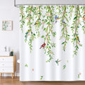 Bonhause Green Leaves & Birds Shower Curtain | Waterproof Polyester, 180x180cm