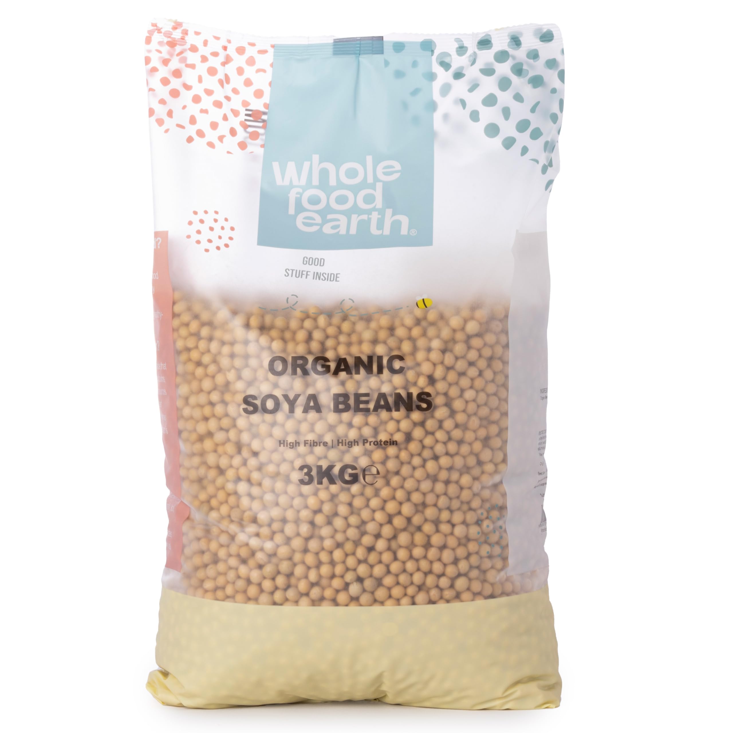 Wholefood Earth Organic Soya Beans – High Protein Vegan Legumes, 3 kg