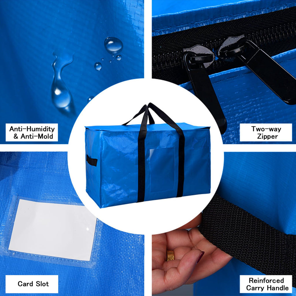 HonorHut Navy Storage Bag 100 L 4 Pack Water Resistant Moving Bag with Zip Lid Handles Clear Window - image 3
