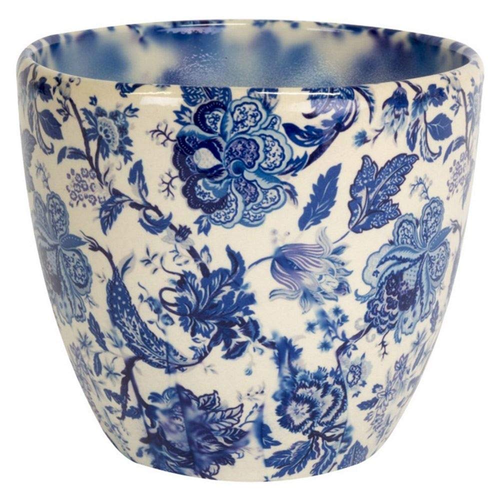Ivyline Monza 15.5cm Vintage Ceramic Floral Indoor Planter - Blue