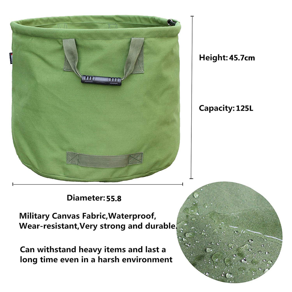 Jolof Store 3-Pack 125L Heavy Duty Canvas Garden Waste & Leaf Bags