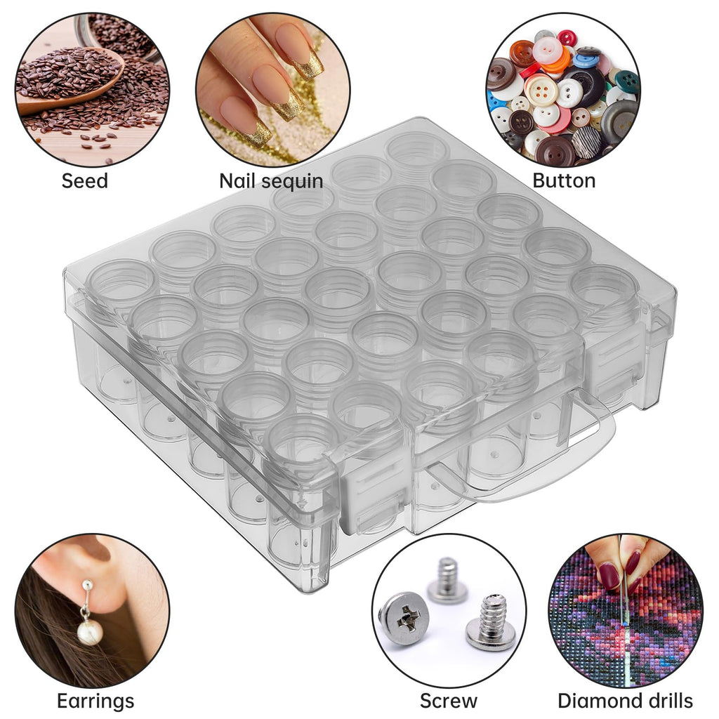 JIZIYRUO 30 Grids Diamond Painting Storage Boxes, Clear Plastic Bead Storage Organizer Box - image 4
