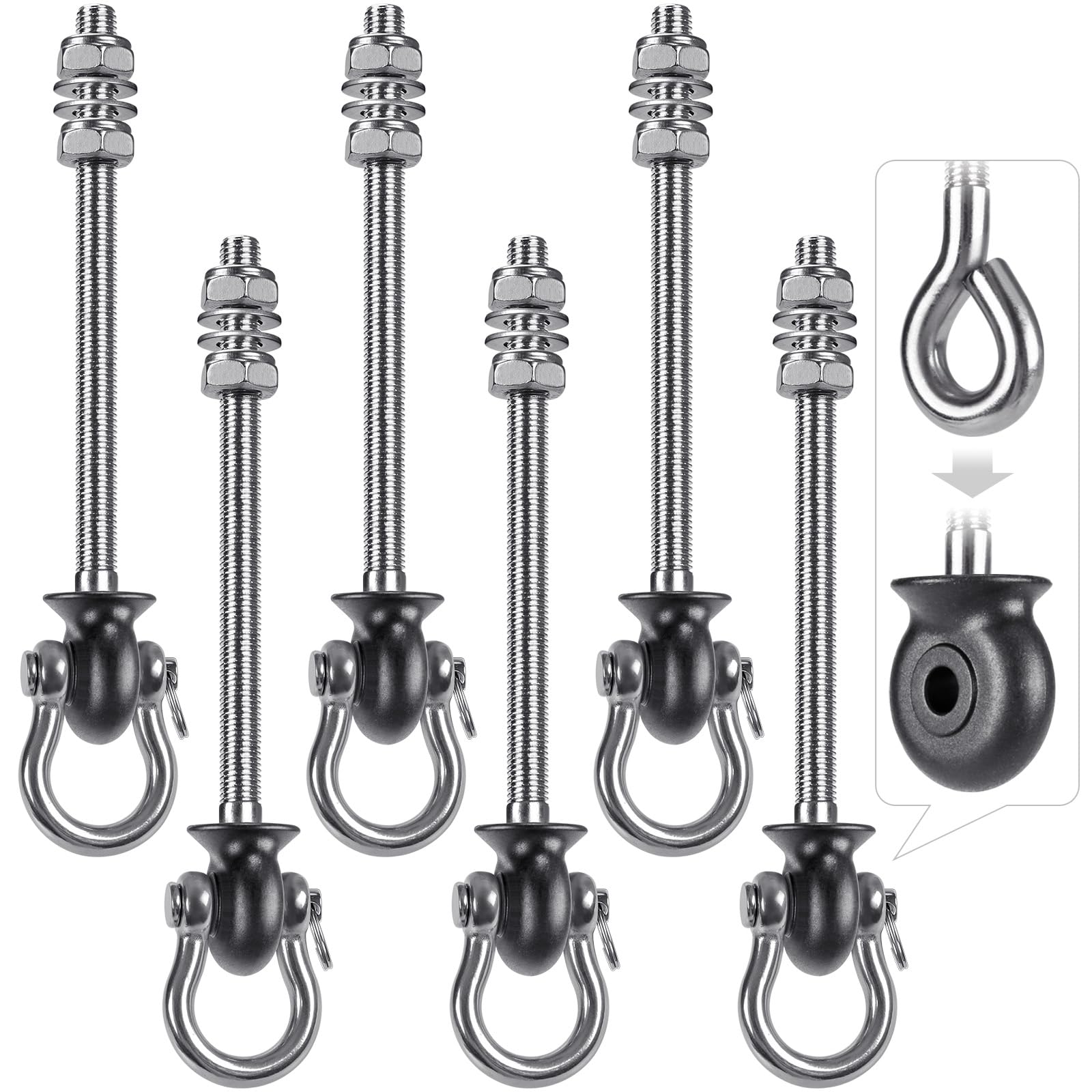 Dolibest 6-Piece Heavy Duty Swing Hangers | 304 Stainless Steel Swivel Hooks
