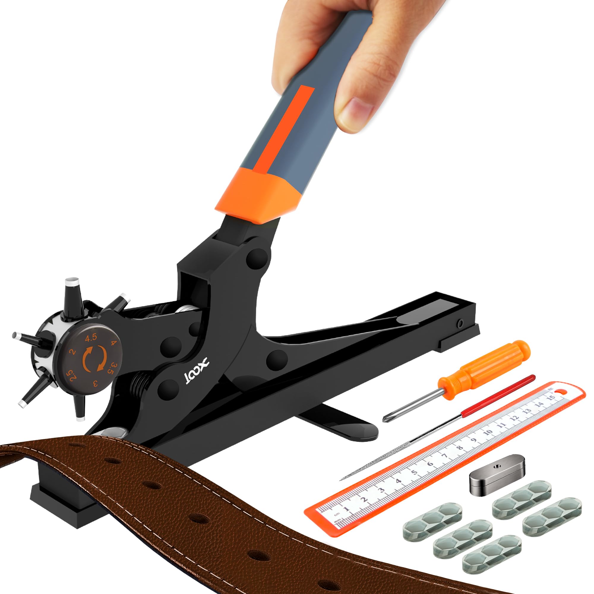 XOOL Revolving Leather Hole Punch Plier Kit | Heavy Duty Rotary Tool