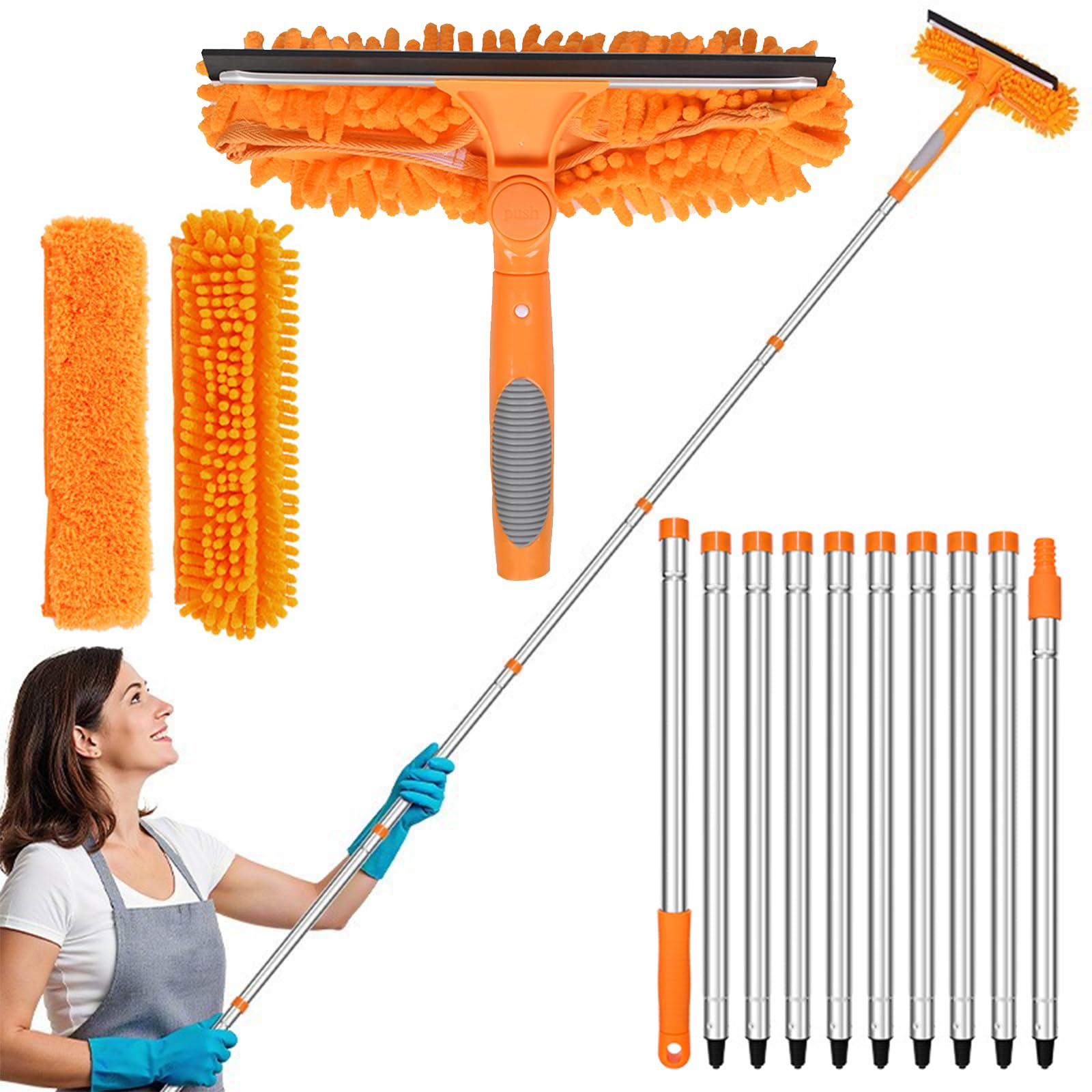 3.85m Window Squeegee Cleaning Kit – Extendable Long Handle Tool
