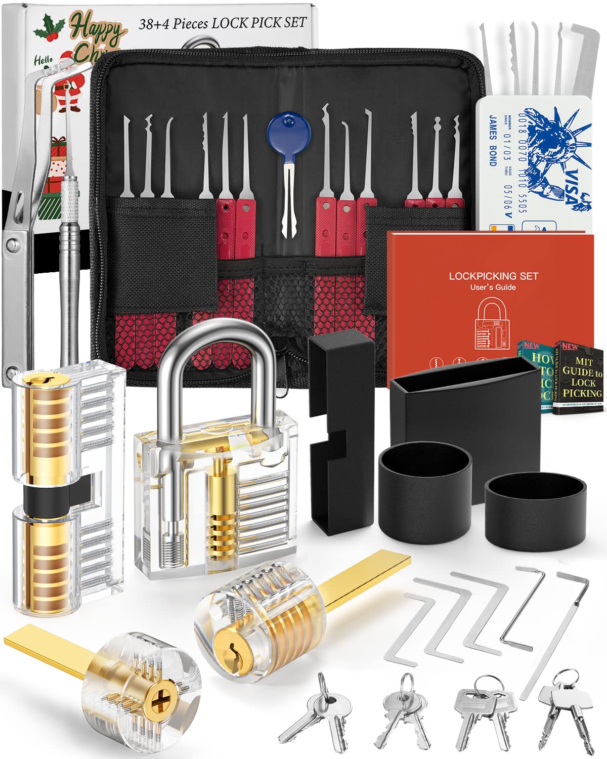 Eventronic 42-Piece Lock Picking Set with 4 Transparent Training Locks
