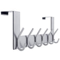 WEBI Over The Door Hook Rack – 6 Hook Silver Metal Towel Hanger