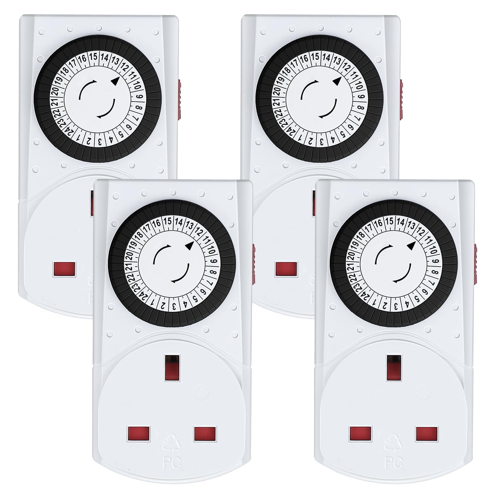 G-Homa Mechanical Timer Plug Socket | 24 Hour Programmable (4 Pack)