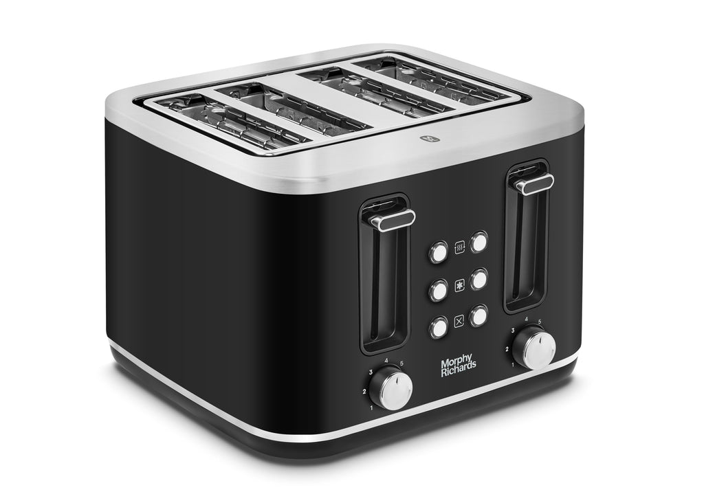Morphy Richards Motive 4 Slice Toaster – Black Metal with 7 Settings