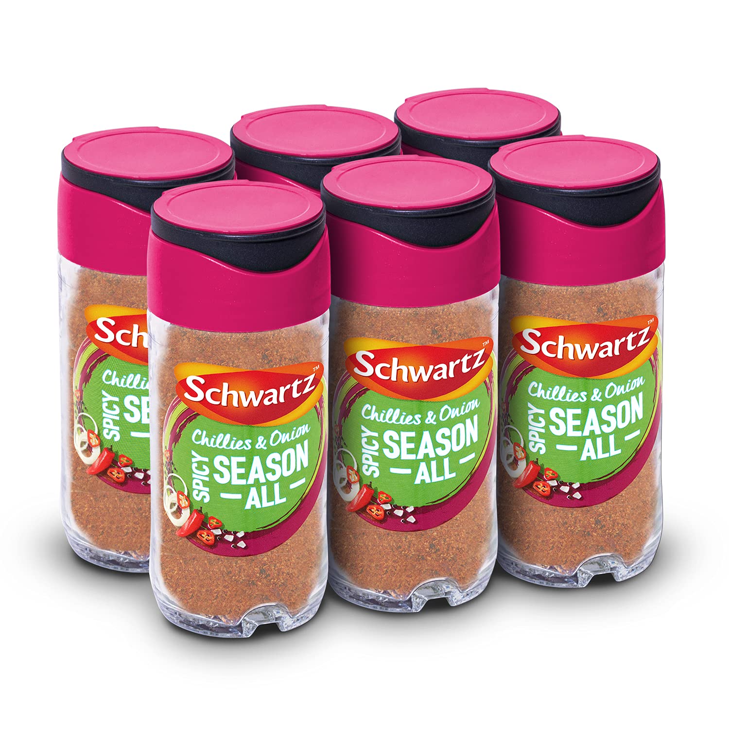 Schwartz Chillies & Onion Spicy Season All - Hot All-Purpose Blend - 6 x 47g