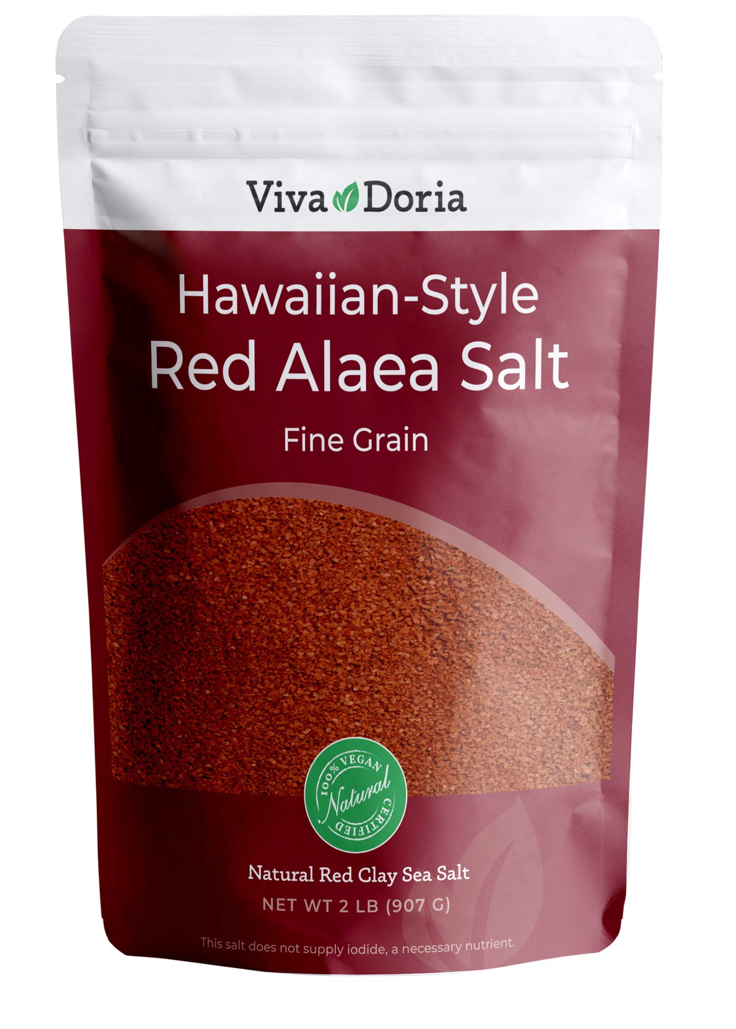 Viva Doria Hawaiian Red Alaea Sea Salt - Fine Grain Gourmet Salt, 2 lb