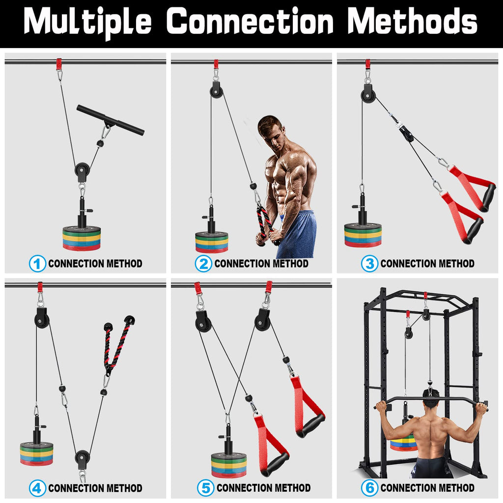 SERTT Weight Cable Pulley System | Home Gym LAT Pull Down Machine - Red