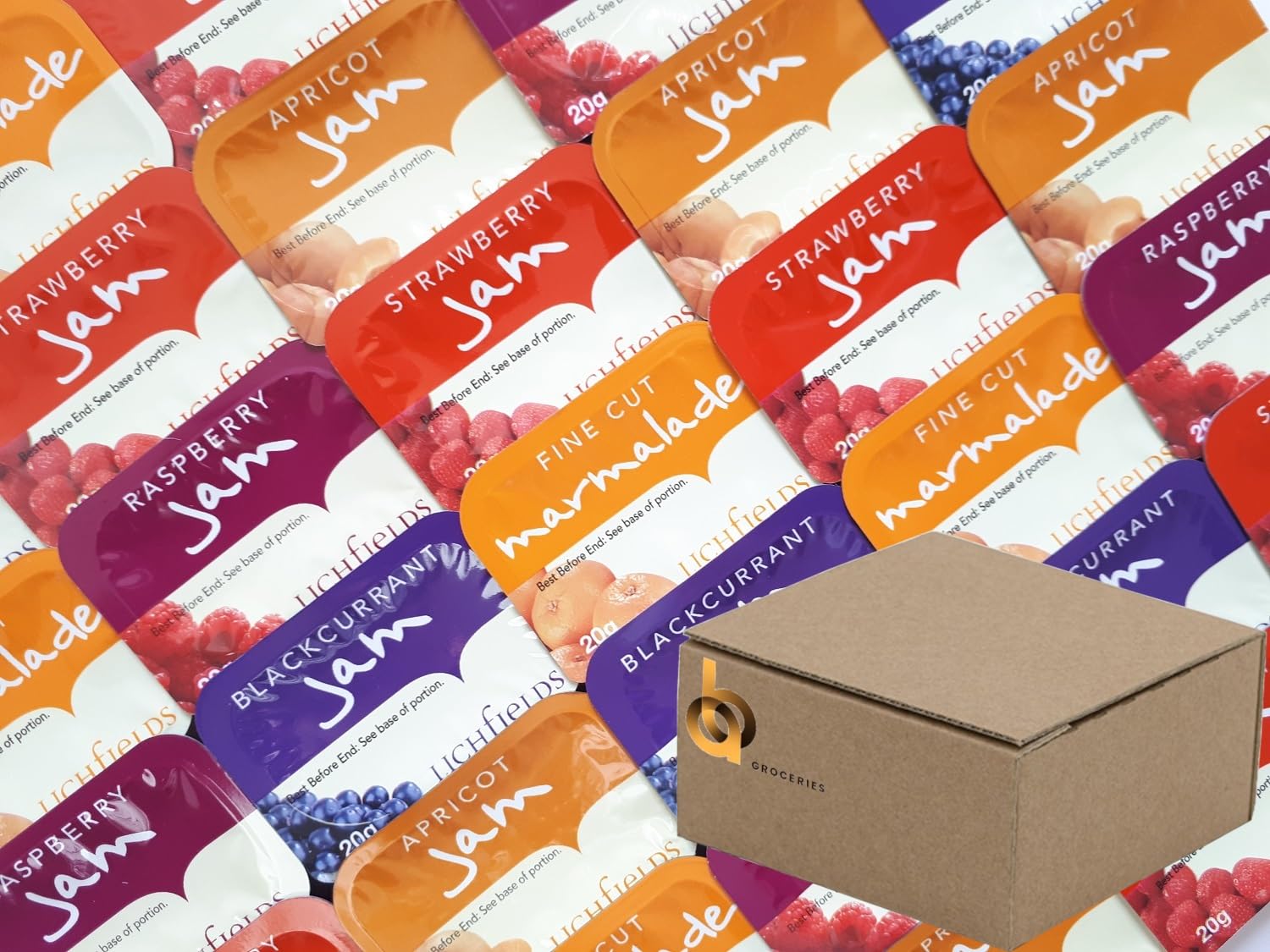 Jolof Store Assorted Jam & Marmalade Portions - Mixed Fruit (40 Pack)