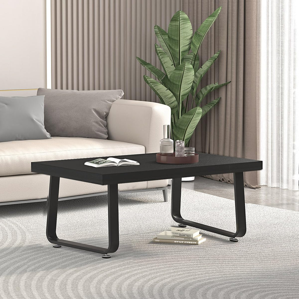 HSH Black Oak Coffee Table, 55D×100W×46.5H cm, Rustic Industrial Wooden Coffee Table for Living Room Bedroom Office - image 5