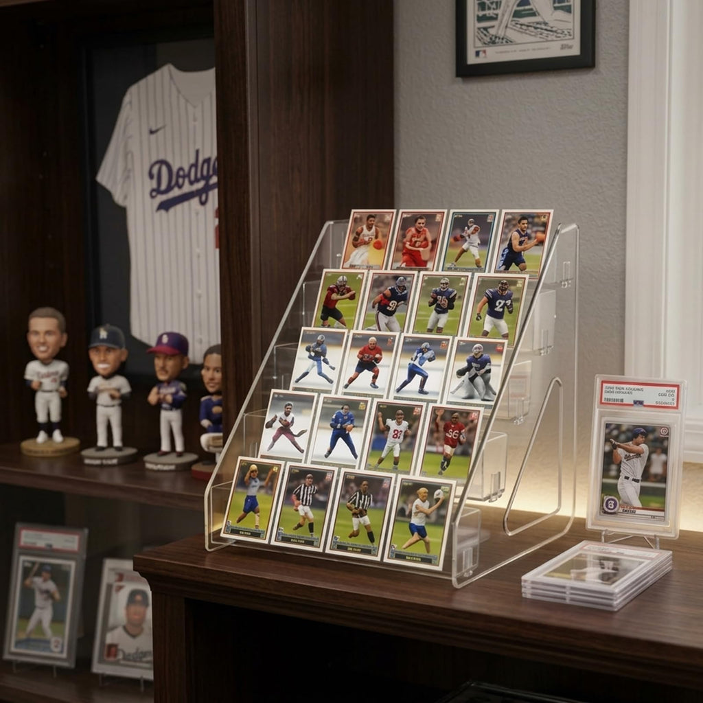 ToKinCen Trading Card Display Stand, 5 Tier 12" Acrylic Holder for Sports Graded Card