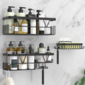 Kegii Shower Caddy | 3-Pack Adhesive Bathroom Shelf Organiser – Black