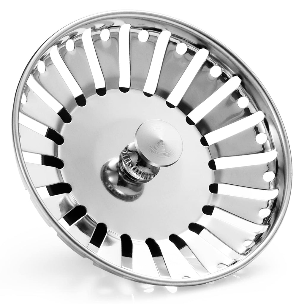 84mm Kitchen Sink Bowl Strainer and Plug, Stainless Steel Sink Plug for Kitchen Bowl Use, Kitchen Bathroom Food Hair Catcher Filter Stopper
