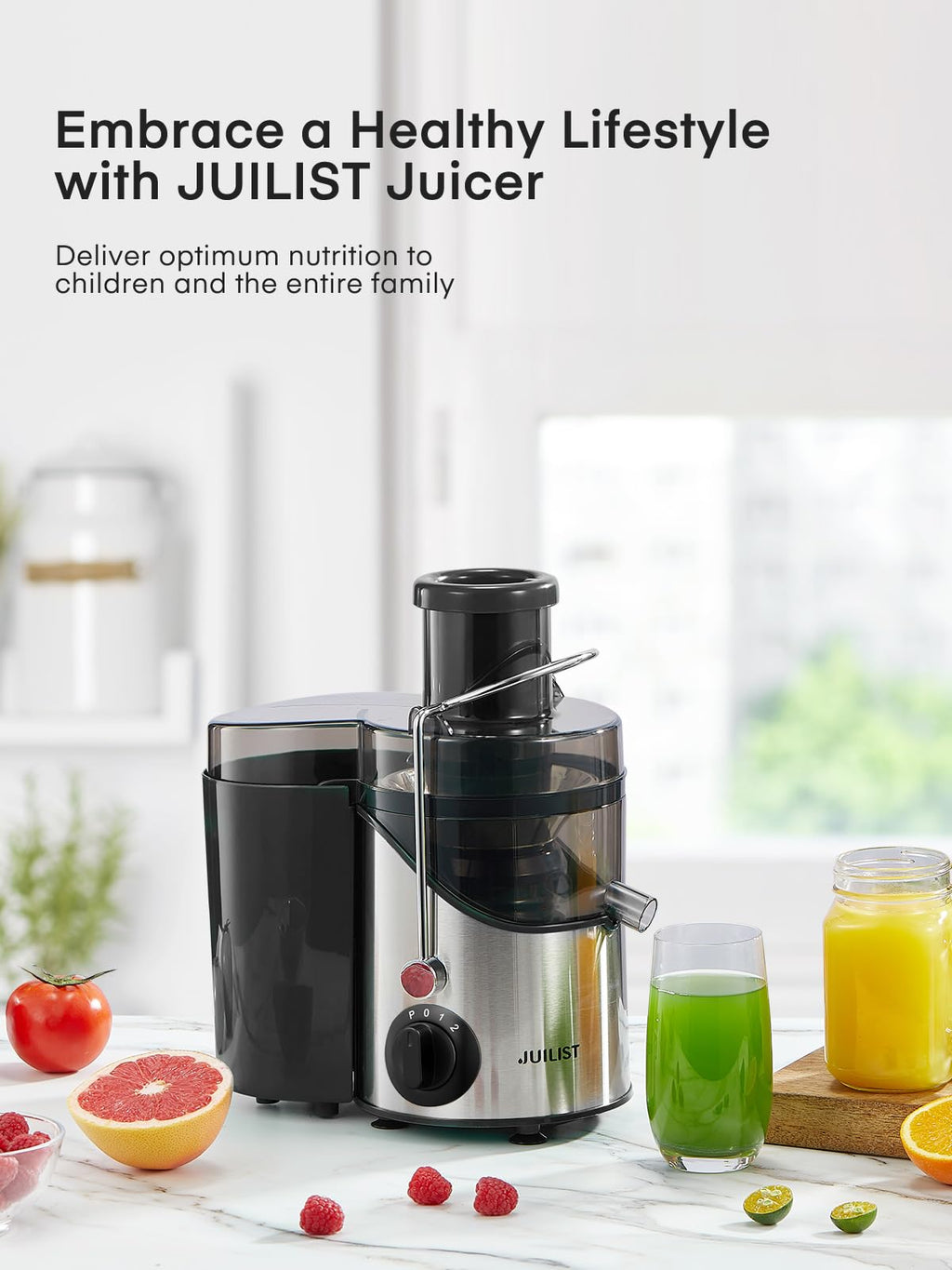 Juilist Centrifugal Juicer | 3-Speed Fruit & Vegetable Extractor, 400W