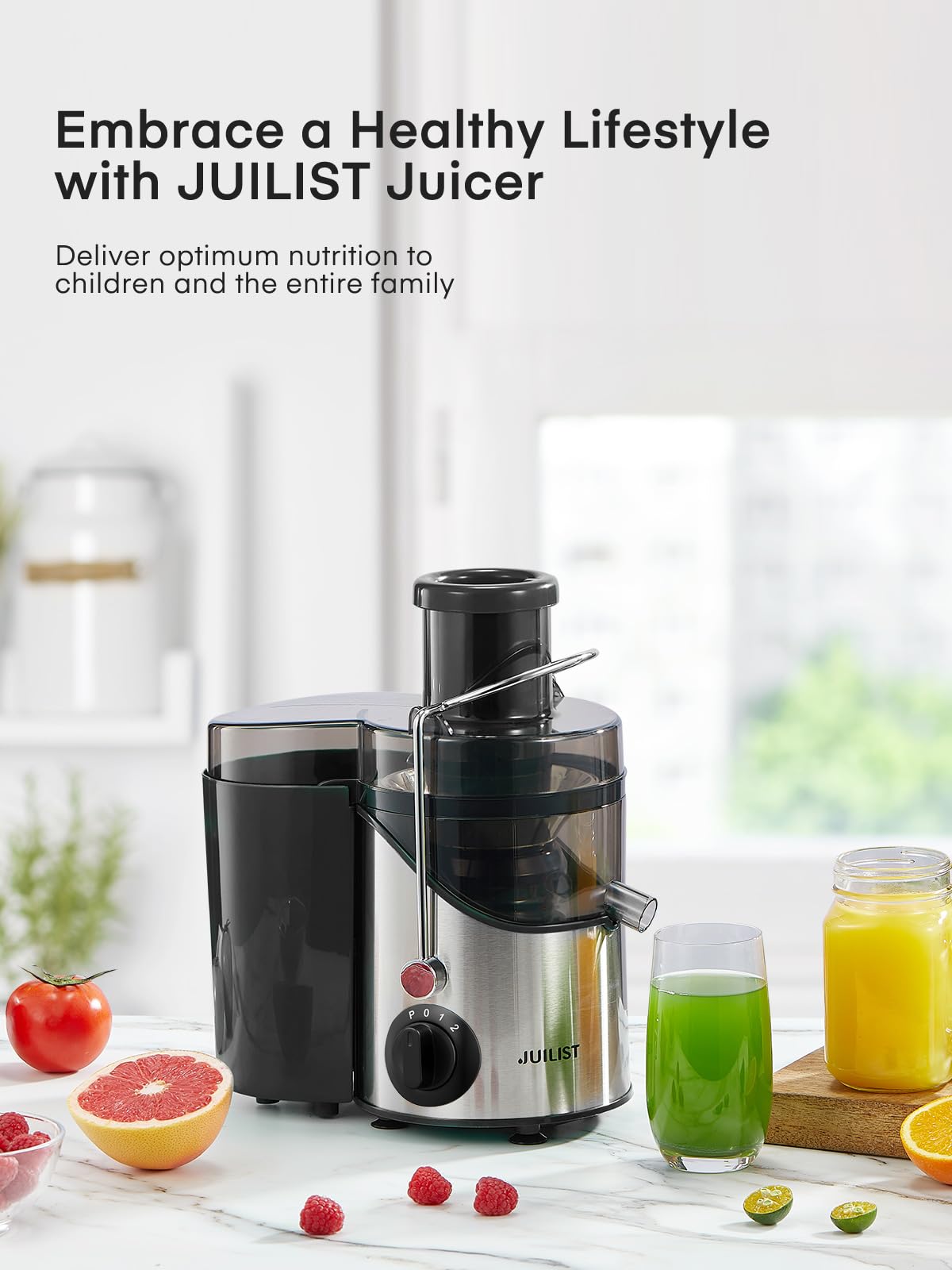 Juilist Centrifugal Juicer | 3-Speed Fruit & Vegetable Extractor, 400W