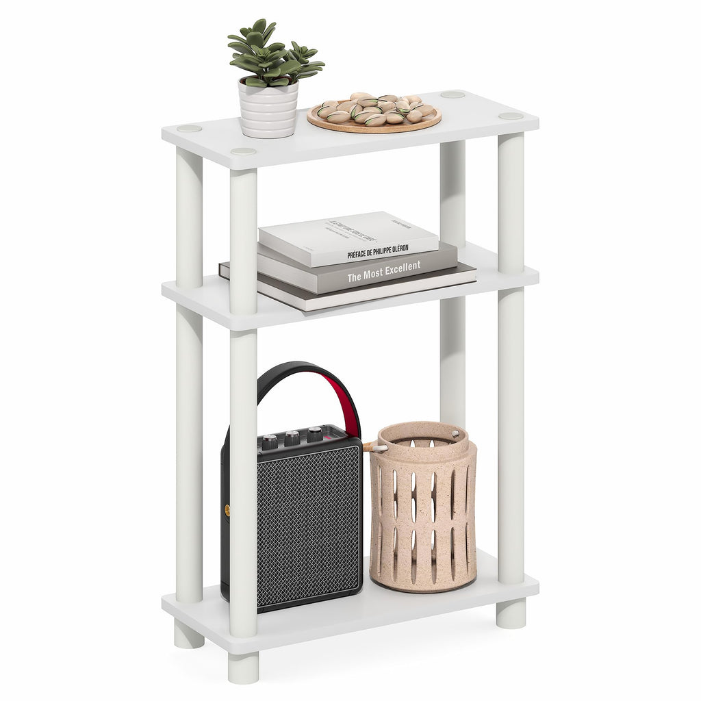 Furinno TURN-N-TUBE Narrow Side Table, 3-Tier Rectangular Modern End Table with Storage Shelf, Slim Toolless Assembly Nightstand, Night Stand - image 2