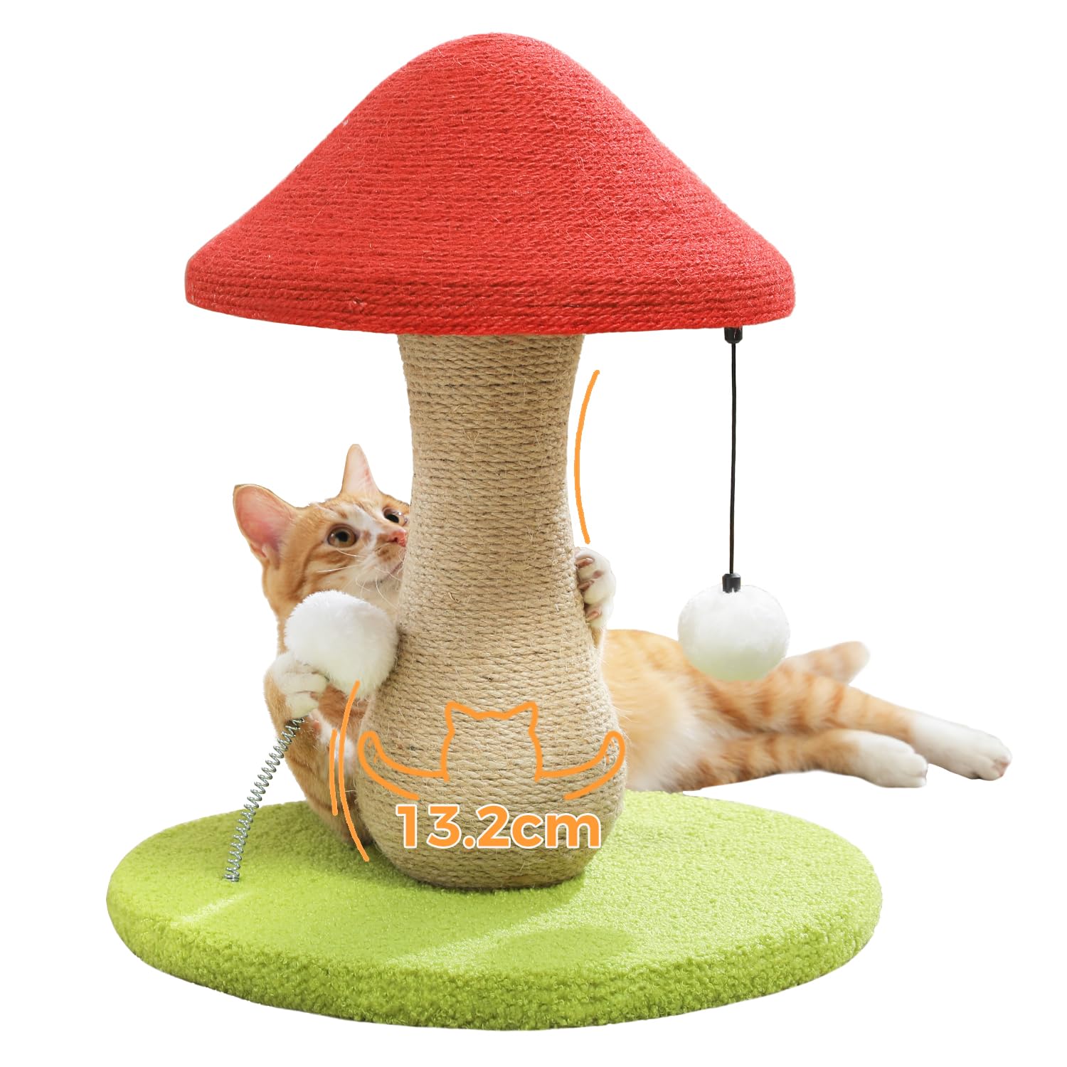 PAWZ Road Mushroom Cat Scratching Post – Sisal Covered Post with Toy