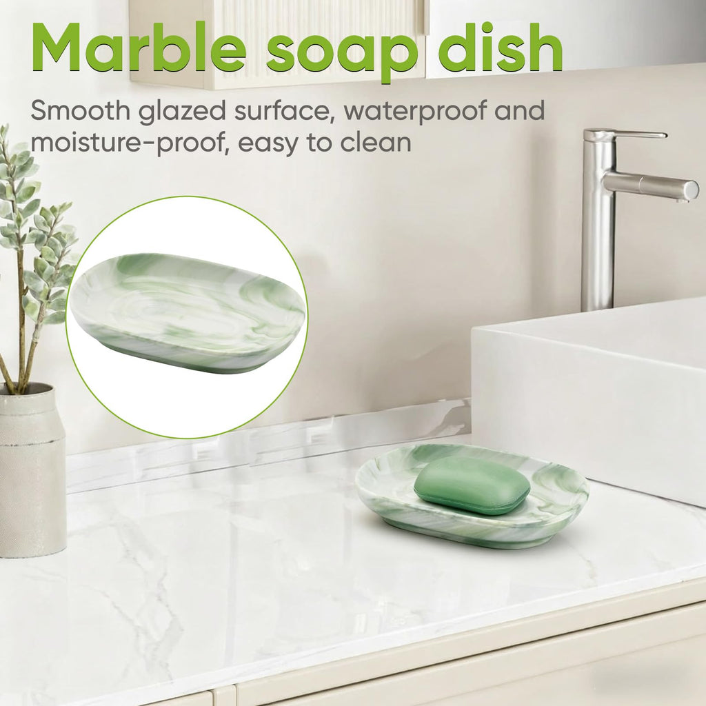 Anti-Slip Ceramic Soap Dish, Marble Soap Dishes for Bathrooms and Kitchens - image 3
