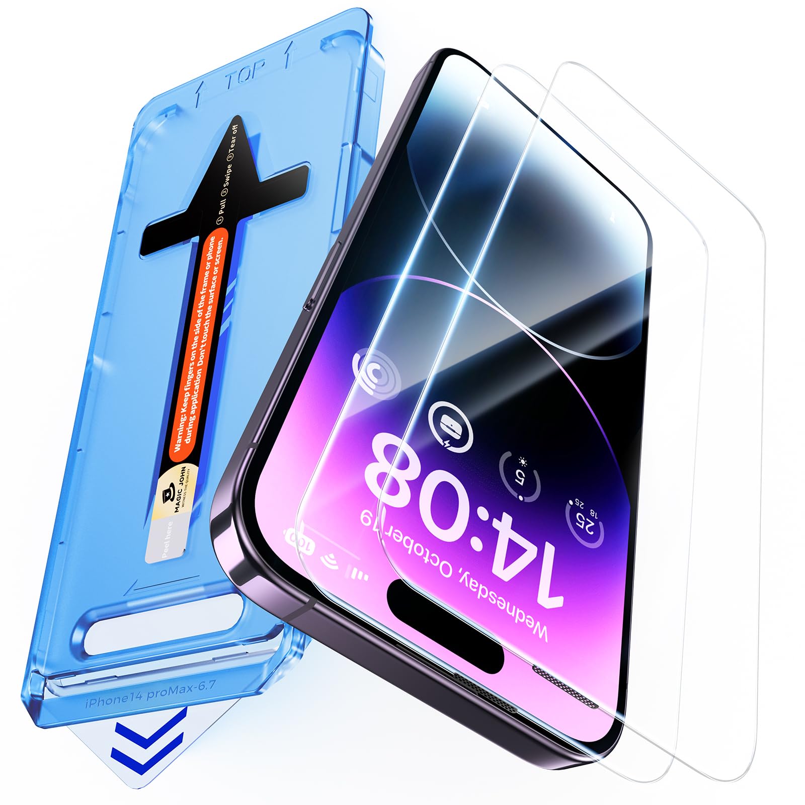 Magic John iPhone 14 Pro Max Tempered Glass Screen Protector – 2 Pack