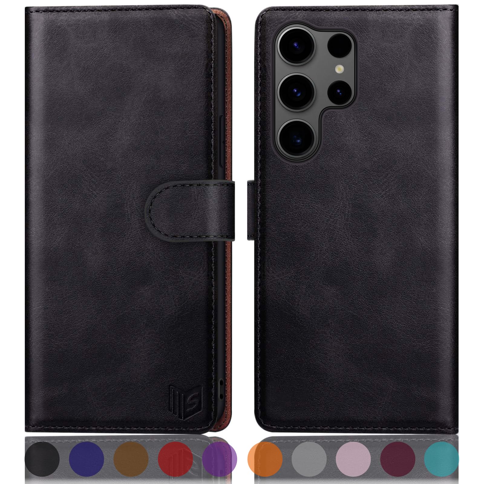 SUANPOT Samsung Galaxy S25 Ultra Case | RFID Leather Wallet Flip Cover