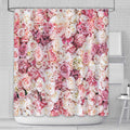 Jolof Store Pink Floral Shower Curtain | Waterproof Polyester Fabric 71x78in