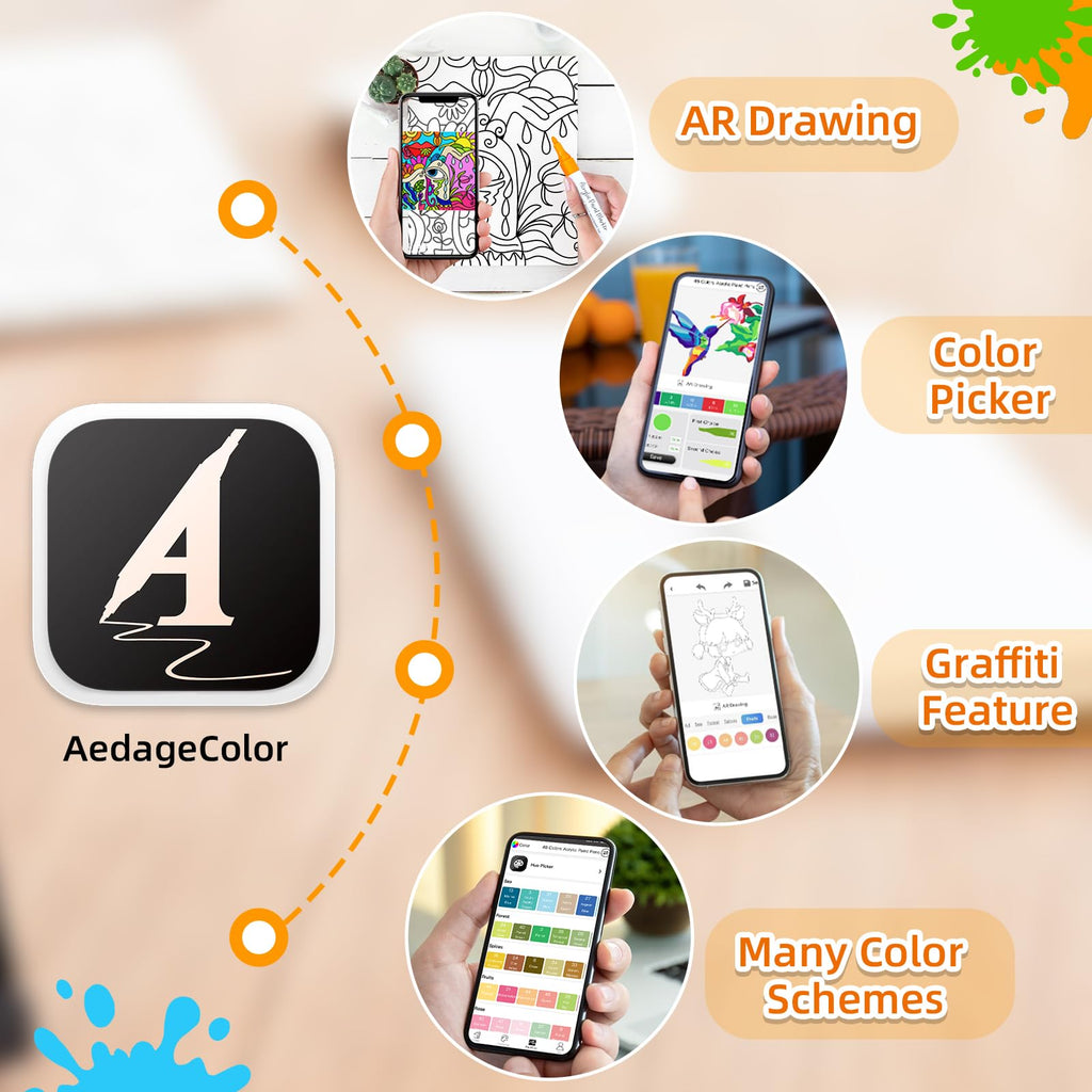 Jolof Store 100 Color Dual Tip Acrylic Paint Pens with App for Rock Art