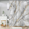 Marble Shower Curtain – Modern Grey & Gold Waterproof Polyester