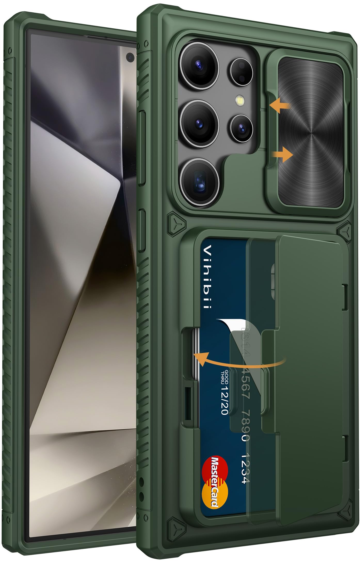 Vihibii Samsung Galaxy S24 Ultra Wallet Case with Card Holder - Green