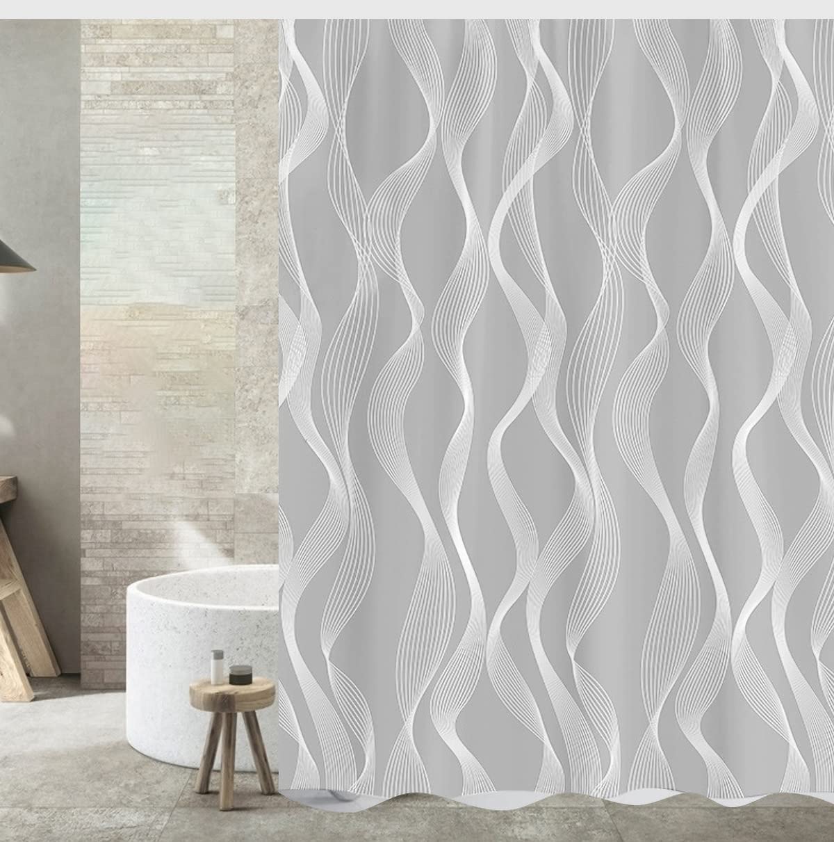 Tennove Geometric Shower Curtain | 280x200cm Waterproof Polyester Fabric