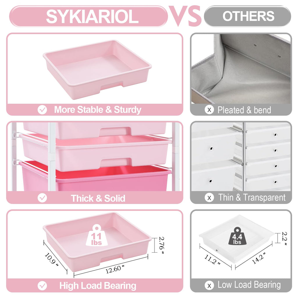 SYKIARIOL 8-Drawer Rolling Storage Trolley | Wooden Top Utility Cart