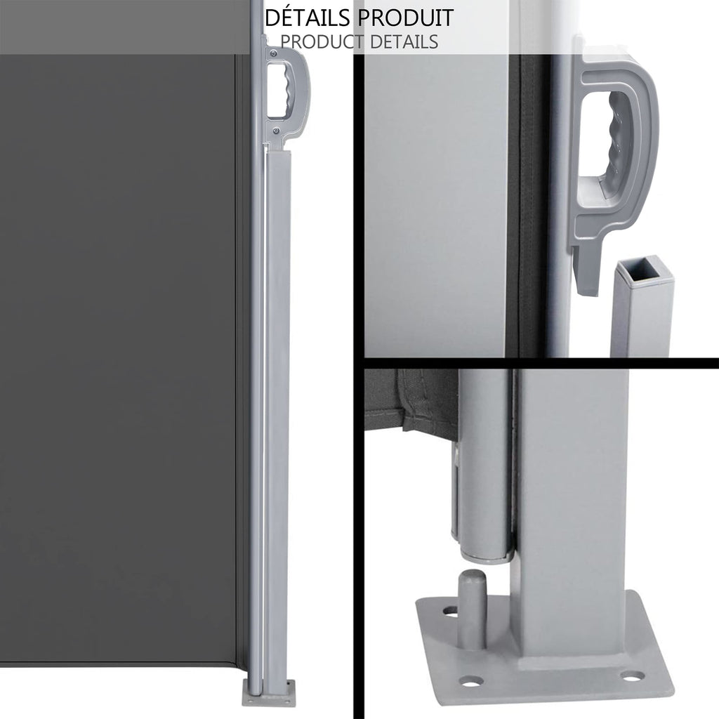 VOUNOT Retractable Side Awning - 160 x 300 cm Outdoor Privacy Screen