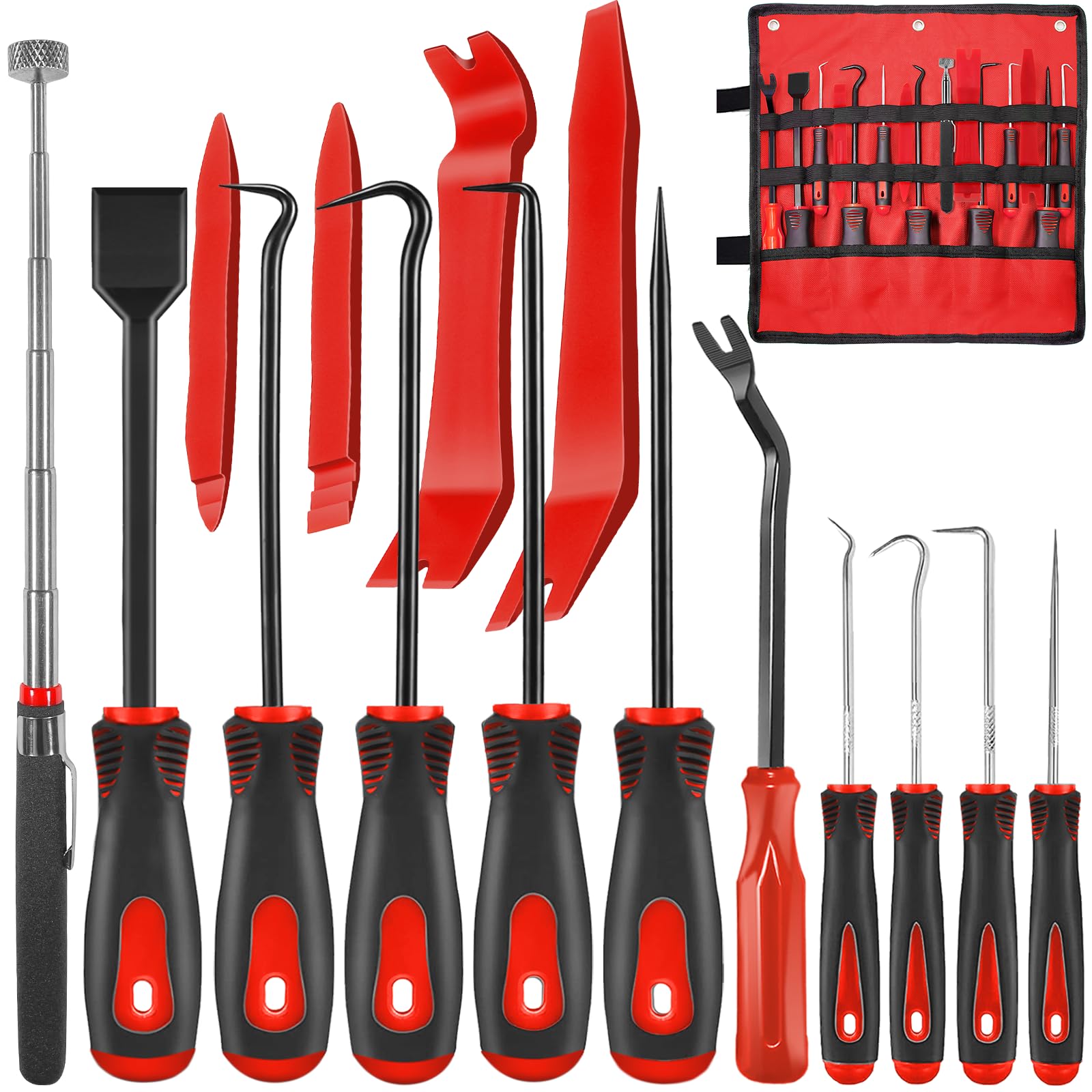 XQX 15-Piece Precision Pick and Hook Set with Magnetic Pickup Tool