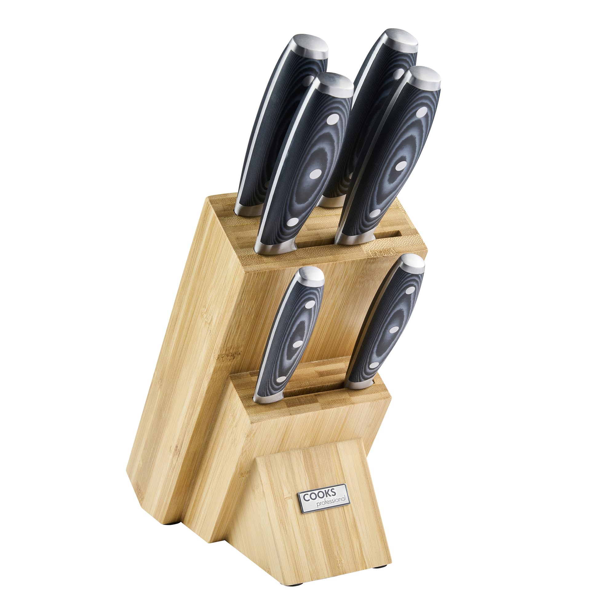 Cooks Professional 6 Piece Knife Set | Bamboo Block & Micarta Handles