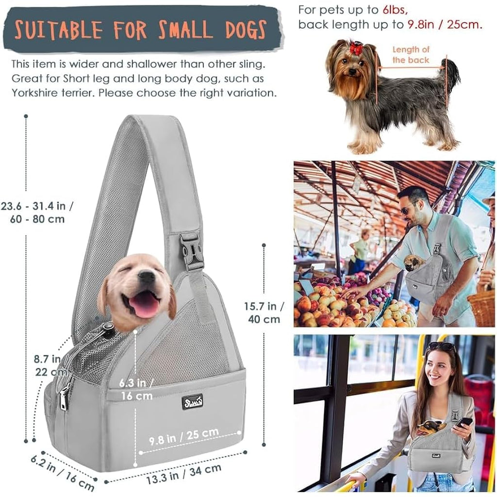 Eyein Pet Sling Carrier – Small Dog & Cat Travel Bag with Hard Bottom