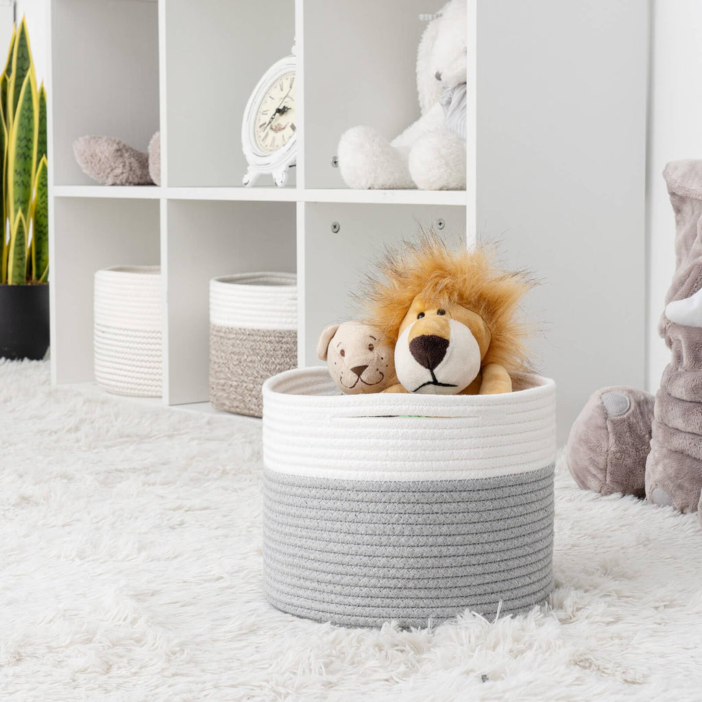 TIMEYARD Small Cotton Rope Storage Basket for Shelves Remote Toy Organiser - image 4