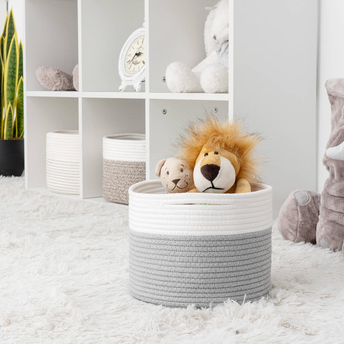 TIMEYARD Small Cotton Rope Storage Basket for Shelves Remote Toy Organiser - image 4