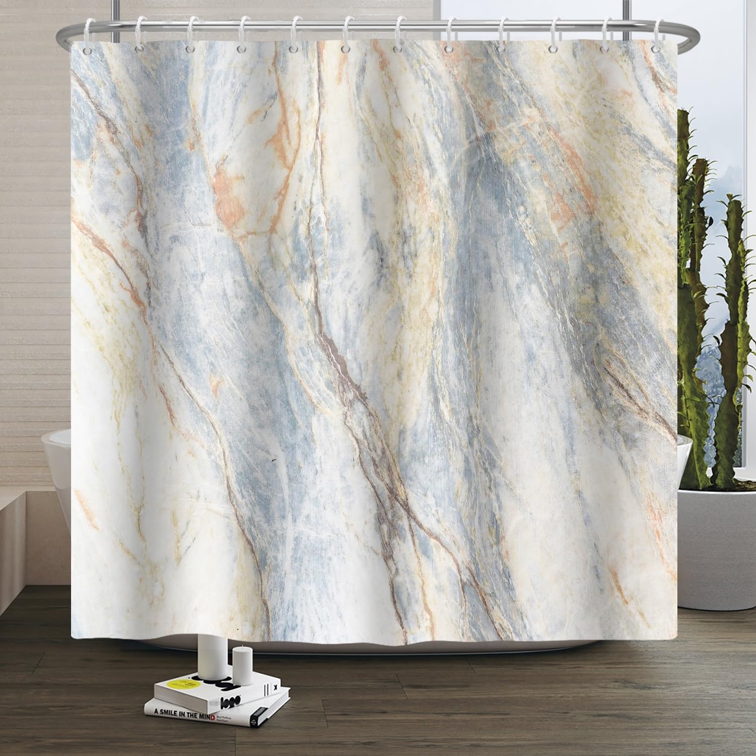 Xiaoterna Marble Shower Curtain – 120x200cm Waterproof Polyester