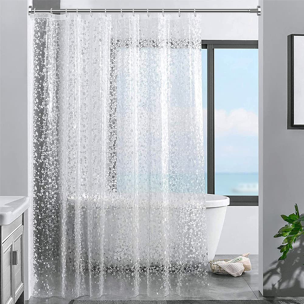 Ecooe 3D Cobblestone Shower Curtain | Waterproof EVA Mildew Resistant Liner