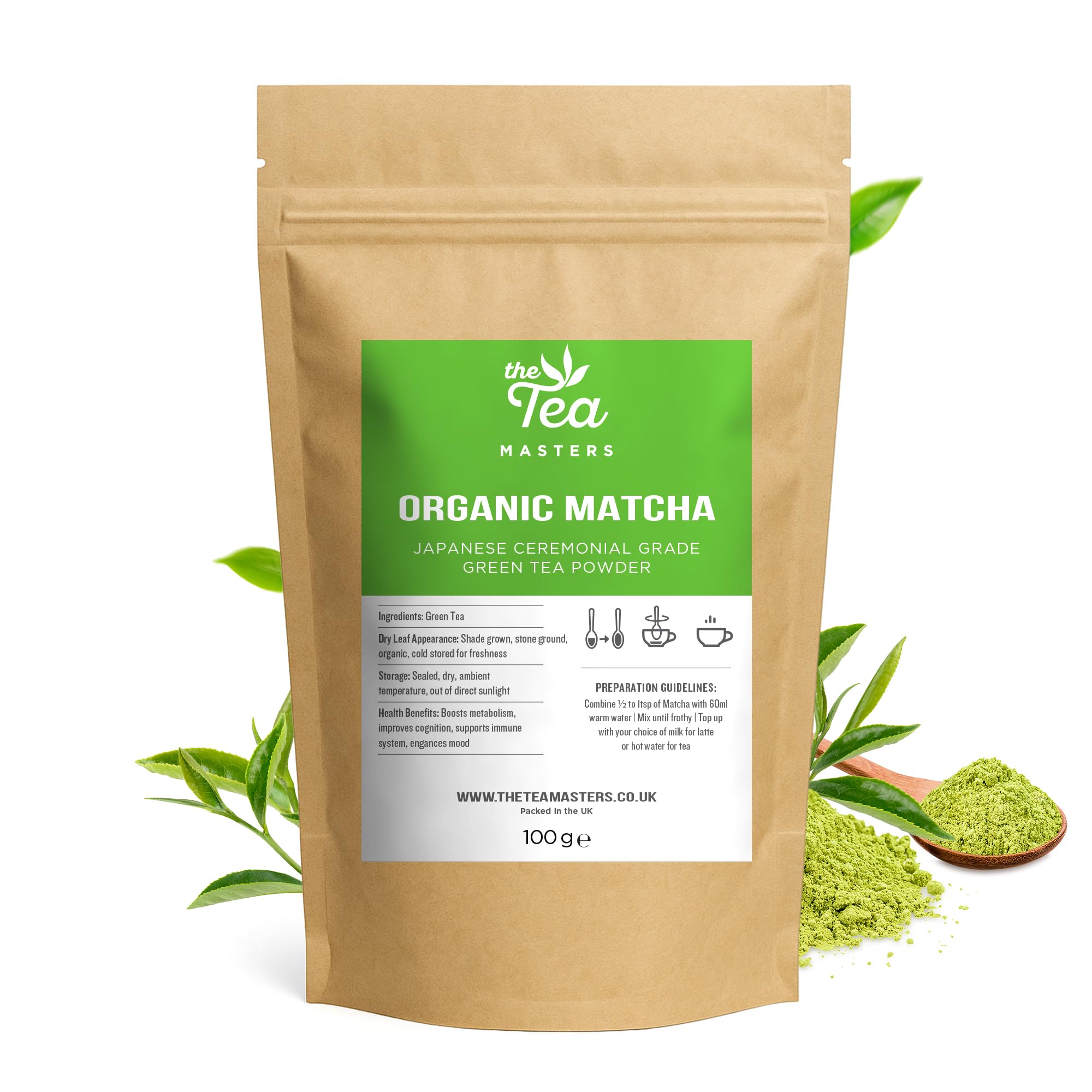 Organic Ceremonial Grade Matcha Green Tea Powder – 100g