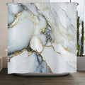 Marble Shower Curtain | White & Gold Abstract Polyester