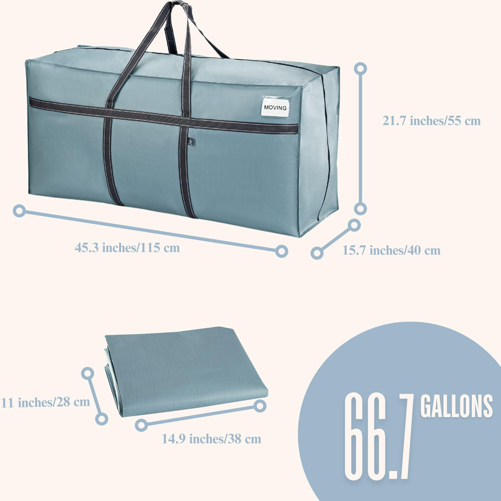 VENO Heavy Duty Moving Bags – 4 Pack Oversized Storage Totes, Light Blue